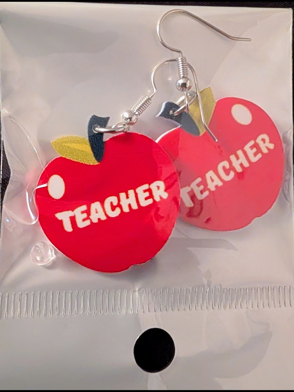 Hand Crafted Red Apple 'Teacher' Earrings
